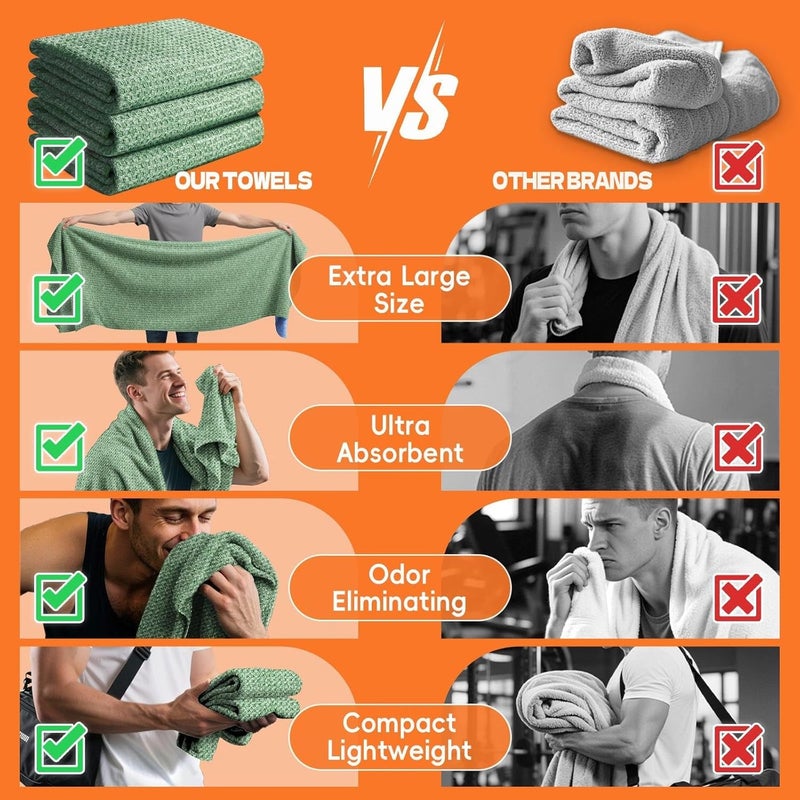 SOOWASH Camping Towels Quick Dry Sweat Towels for Gym, Absorbent Fast Drying Lightweight 27 inch X 55 inch Negative Ions Odorless Gym Towels for Men & Women,Yoga Sports Travel Outdoor (Large Green) - Image 4